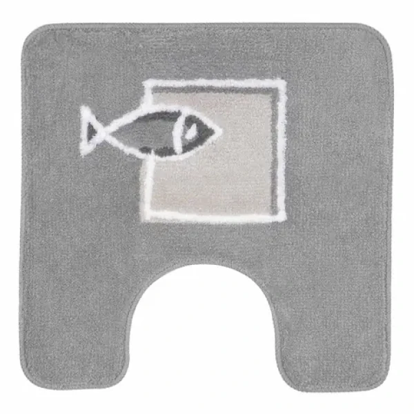 Spirella ANDROS šedá / Koupelnová WC předložka / Motiv rybičky / Polyester / 50 x 50 cm