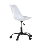 Židle kancelářská, bílá plastová skořepina, sedák bílá látka, kovový kříž