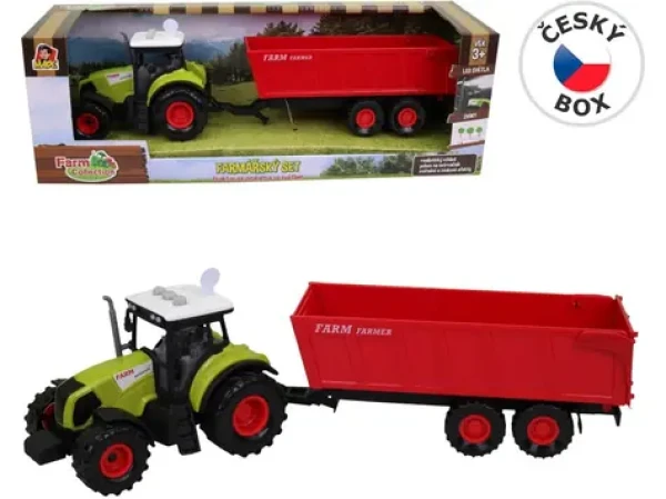MaDe 07211 - Traktor s přívěsem, se zvukem a světlem, 12,5 x 34,5 cm