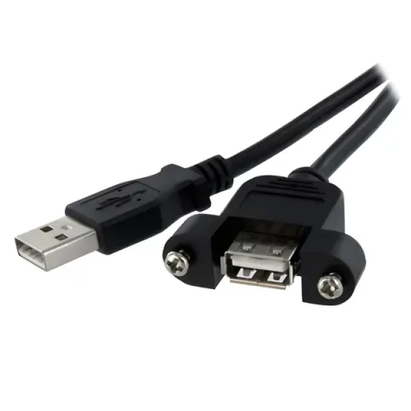StarTech USB-A - USB-A kabel s montáží na panel černá / Kabel / USB 2.0 / 0,3 m (USBPNLAFAM1)
