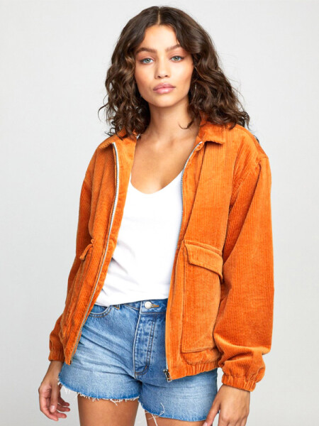 RVCA VIBER CORDUROY DARK ORANGE dámská jarní bunda - S