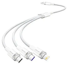 Vention CTRWG bílá / Kabel USB-A na USB-C, Lightning, Micro-B / 6A / 120W / 1,5 m (CTRWG)