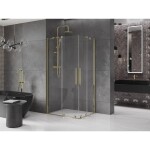 MEXEN/S - Velar Duo čtvercový sprchový kout 100 x 90, transparent, zlatá 871-100-090-02-50