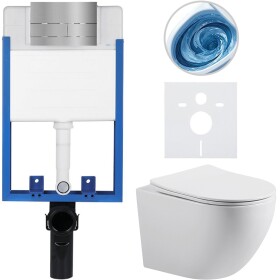 CERANO - Kompletní WC set Profi/Cesso - bílá lesklá - WC tlačítko Line/Nerez - pro zazdění - 49x36 CER-8050BD84360