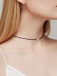 Choker náhrdelník Angela, spinel, pozlacené srdce se zirkony, Černá 37 cm + 6 cm (prodloužení)