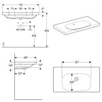 GEBERIT - Acanto Umyvadlo 90x48 cm, bez otvoru pro baterii, s přepadem, s KeraTect, bílá 500.624.01.8