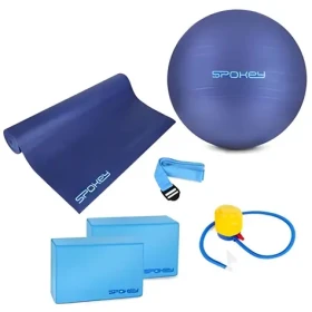 Spokey ASTEYA SET Sada na jógu / Sada / Podložka, 2x blok, pásek, gymnastický míč s pumpičkou (5902693289258)