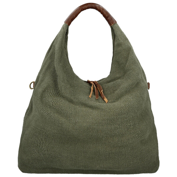 Trendy dámská textilní kabelka na rameno Alice, tmavě zelená