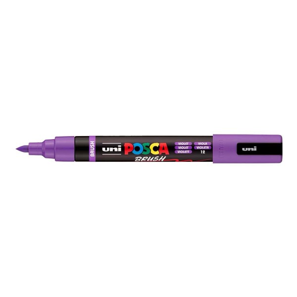 Uni Posca PC-5BR fialový 12, štětcový hrot 1-4 mm