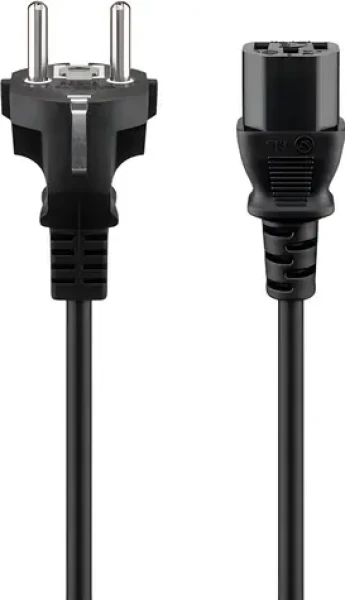 Goobay síťový napájecí kabel k PC a monitoru rovný černý / Napájecí kabel / 2 m (50098)