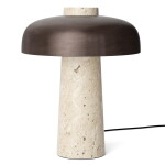 Audo Copenhagen Stmívatelná stolní LED lampa Reverse Travertine Bronzed Brass, hnědá barva, přírodní barva, kov, kámen