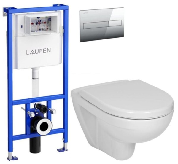 LAUFEN Rámový podomítkový modul CW1 SET s chromovým tlačítkem + WC JIKA LYRA PLUS + SEDÁTKO DURAPLAST H8946600000001CR LY6