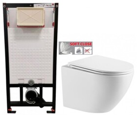 DEANTE Podomítkový rám, pro závěsné WC mísy bez tlačítka + WC INVENA LIMNOS /VÍROVÉ SPLACH/ WITH SOFT, včetně soft/close sedátka CST_WC01 X LI1