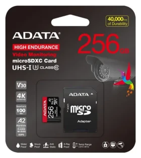 ADATA High Endurance / Micro SDXC karta / 256 GB / UHS-I U3 / Class 10 / čtení 100 MB/s / zápis 85 MB/s / + adaptér (AUSDX256GUI3V30SHA2-RA1)