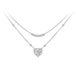 Stříbrný dvojitý náhrdelník Cristy 1 ct MOISSANITE + CERTIFIKÁT, Stříbrná 40 cm + 5 cm (prodloužení) certifikát GRA, hadřík na čištění stříbra, dárková krabička