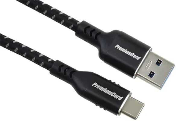 PremiumCord USB-C - USB 3.0 A / Kabel / USB 3.2 Gen 1 / 5 Gbit/s / 3A / 0,5 m / bavlněný oplet (ku31cx05)