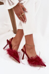 Lodičky s peřím a odhaleným patou bordó Belice 37
