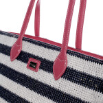 Letní koženkovo textilní taška Navy Stripes modro růžová