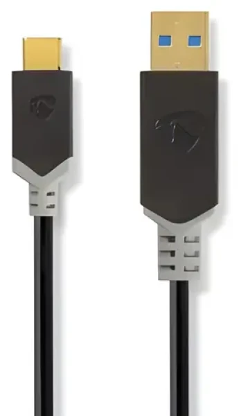 Nedis USB-A - USB-C antracit / Kabel / USB 3.2 Gen 1 / 60 W / 5 Gbps / 1 m / pozlacené konektory (CCBW61600AT10)