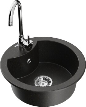 MEXEN/S - Diego granitový dřez včetně baterie Telma, černá/zlatá 6512-75-670200-00