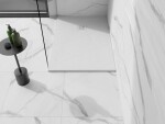 MEXEN/S - Stone+ obdélníková sprchová vanička 140 x 100, bílá, mřížka bílá 44101014-W