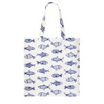 Strömshaga Taška Tote z organické bavlny Fiskevik Blue / White, modrá barva, textil