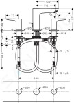 HANSGROHE - Talis E Umyvadlová baterie s výpustí, 3-otvorová instalace, kartáčovaný bronz 71733140