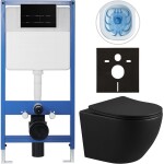 CERANO Kompletní WC set Profi/Cesso - černá matná - WC tlačítko Line/Černá lesklá - předstěnová instalace - 49x36 cm - 8050BD84265
