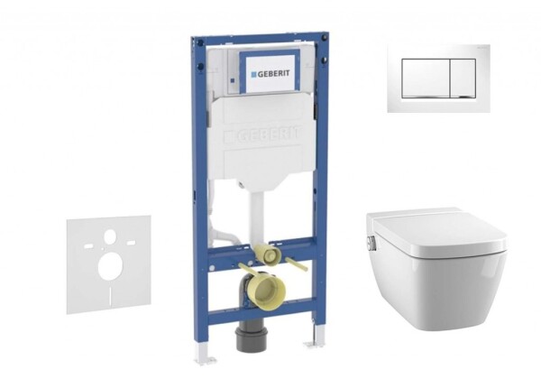 GEBERIT - Duofix Set předstěnové instalace, klozetu TECEone a sedátka softclose, tlačítko Sigma30, bílá/lesklý chrom SANI11CT3104