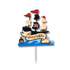 Dortisimo Zápich do dortu Happy Birthday s pirátskou lodí