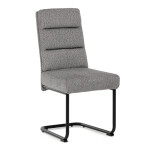 Židle jídelní, taštičkové pružiny v sedáku, madlo na opěráku, světle šedá látka, černý kov
