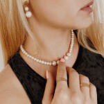 Luxusní perlové náušnice Debora Gold - chirurgická ocel, Zlatá Bílá