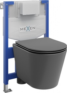 MEXEN/S - WC předstěnová instalační sada Fenix XS-F s mísou WC Rico + sedátko softclose, tmavě šedá mat 68030724071