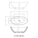 CERANO - Vana akrylátová Flavia - volně stojící - bílá lesklá - 148x79,5x66 CER-682744