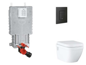 GROHE - Uniset Set předstěnové instalace, klozetu, sedátka SoftClose a tlačítka Even, phantom black SANI15BB5107