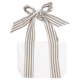 GREEN GATE Nákupní taška Tote Stripe / Grey bow Small, béžová barva, textil