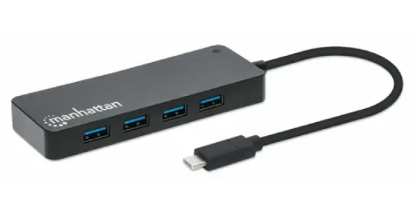 Manhattan 7portový USB-C hub černý / USB hub / 7x USB-A / USB 3.2 Gen 1 / 5 Gbit/s (168410)