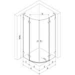 MEXEN/S - Lunar L sprchový kout čtvrtkruh křídlový 70 x 70, transparent, grafit metal 833L-070L-070P-95-00
