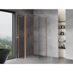 MEXEN/S - Mist Lsprchový kout pětiboký křídlový asymetrický 80x90, transparent, měď kartáčovaná 8A8L-080-090-65-00