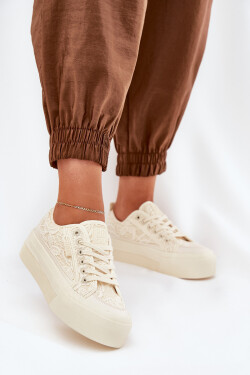 Dámské Krajkové Tenisky Big Star RR274746 Béžové 36