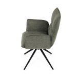 Židle jídelní, zelená látka, 360° vratný mechanismus, černý kov