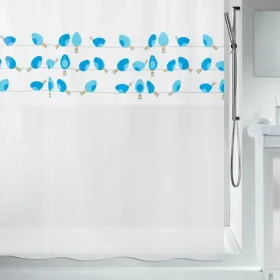 Spirella BIRDY bílá / Sprchový závěs / motiv ptáci / PEVA / 180 x 200 cm
