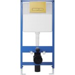 CERANO - Kompletní WC set Profi/Carlito - bílá lesklá - WC tlačítko Slim/Zlatá - předstěnová instalace - 48,5x36,5 CER-827757