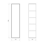 AQUALINE - ZANYA vysoká skříňka 35x140x30cm, bílá mat/dub emporio ZA140