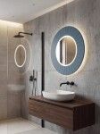 SAPHO - LUMIRO STRIP kulaté zrcadlo s LED osvětlením v rámu ø 90cm, siena LR950-4242S