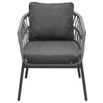 Zahradní set 1+1+2, stůl 90x48, židle a dvojsedačka, Antracitový umělý ratan, kov antracit, tmavě šedá látka.