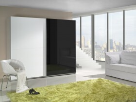 FRONTI Šatní skříň LUX 2 bílá lesk / černý lesk 6756