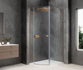 POLYSAN - GLOBE COPPER MATT čtvrtkruhový sprchový kout 800x900, čiré sklo, levé GB2890LPG