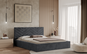 FRONTI Postel TRIEST 160x200 tmavěšedá s úložným prostorem
