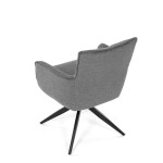 Židle jídelní, taštičkové pružiny v sedáku, 180° otočný mechanismus, šedá voděodolná látka, černý kov